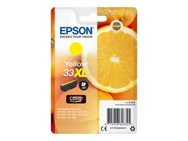 Epson 33XL - 8.9 ml - XL - gul - original - blære med RF/lyd-alarm...