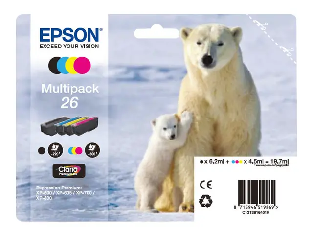 Epson 26 Multipack - 4-pack - svart, gul, cyan, magenta - original...