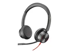 Poly Blackwire 8225 - Blackwire 8200 series hodesett - on-ear - kablet - aktiv st&#248;ydemping - USB-C - svart - Zoom Certified, UC-sertifisert