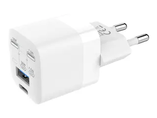 Vision - Strømadapter - 30 watt - 3 A - QC 3.0 2 utgangskontakter (USB-C, USB) - hvit - Europa