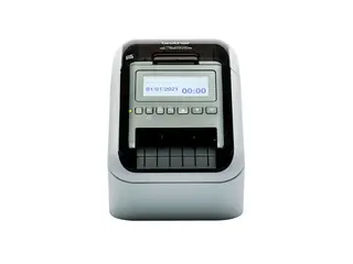 Brother QL-820NWBcVM - Etikettskriver - tofarget (monokrom) direktetermisk - Rull (6,2 cm) - 300 x 600 dpi - inntil 110 etiketter/min - USB 2.0, Bluetooth 5.2, Wi-Fi(n), LAN - kutter - skinnende svart, hvit