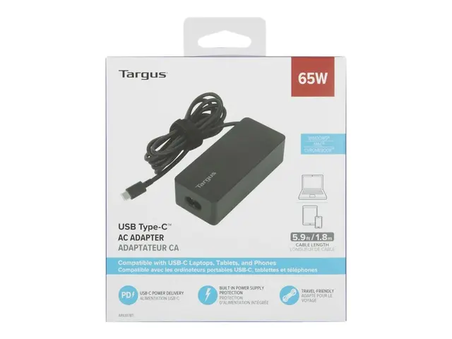 Targus - Strømadapter 65 watt PD (USB-C) svart
