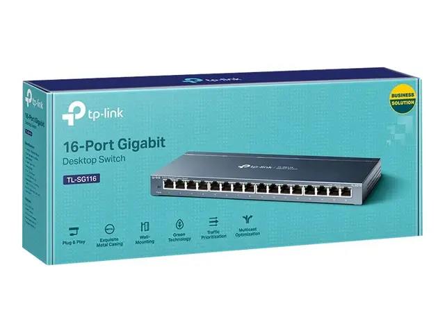 TP-Link TL-SG116 - Switch - 16 x 10/100/1000 - stasjonær