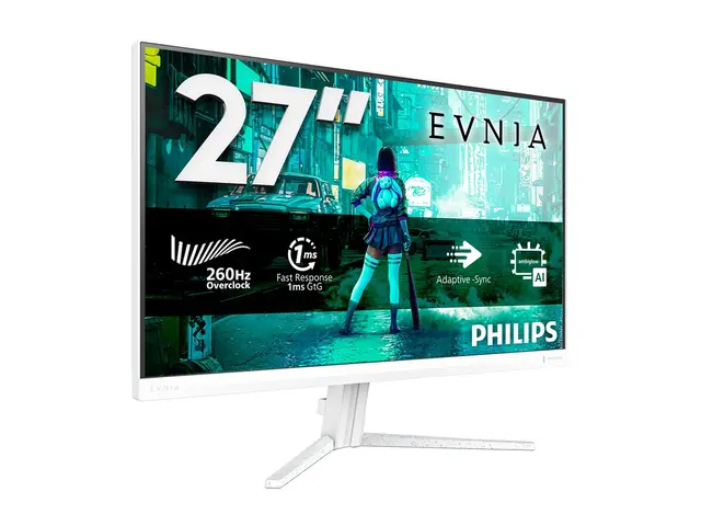 Philips Evnia 3000 27M2N3201PL - LED-skjerm gaming - 27" - 1920 x 1080 Full HD (1080p) @ 240 Hz - Fast IPS - 300 cd/m² - 1000:1 - HDR10 - 0.3 ms - HDMI, DisplayPort - hvit 