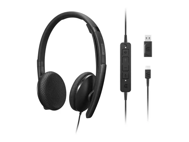 Lenovo - VoIP-håndsett on-ear kablet USB-C svart