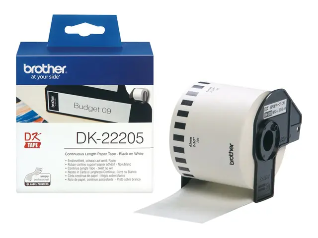 Brother DK-22205 - Svart på hvitt Rull (6,2 cm x 30,5 m) termisk p...