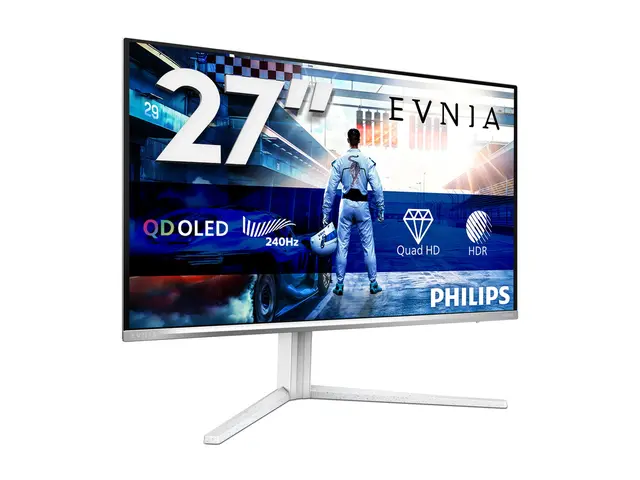 Philips Evnia 6000 27M2N6501L - OLED-skjerm gaming - 27" (26.5" synlig) - 2560 x 1440 QHD @ 240 Hz - 400 cd/m² - 1500000:1 - HDR10 - 0.03 ms - 2xHDMI, DisplayPort - hvit 
