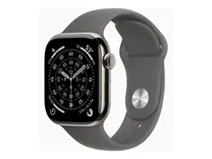 Apple Watch Series 11 (GPS + Cellular) 42 mm - naturlig titan - smartklokke med sportsb&#229;nd - fluorelastomer - steingr&#229; - b&#229;ndbredde: M/L - 64 GB - LTE, Wi-Fi 4, UWB, Bluetooth - 5G - 34.6 g