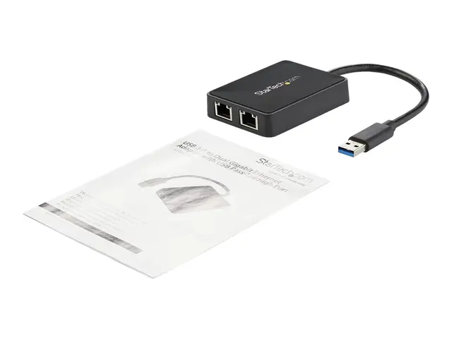 StarTech.com USB 3.0 to Dual Port Gigabit Ethernet Adapter w/ - 10...