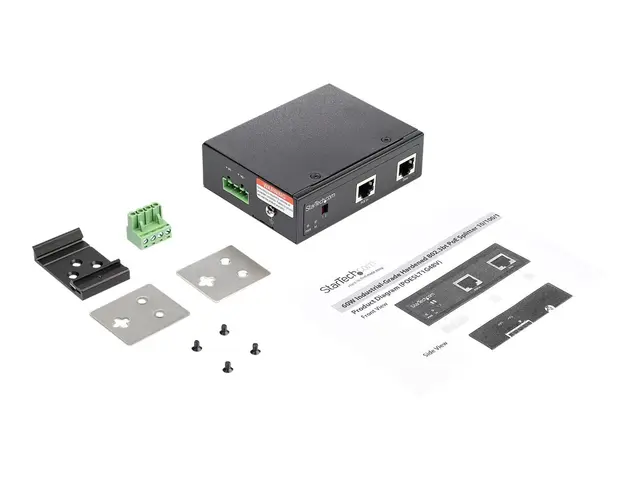 StarTech.com Industrial Gigabit PoE Splitter, 90W High Speed Power...