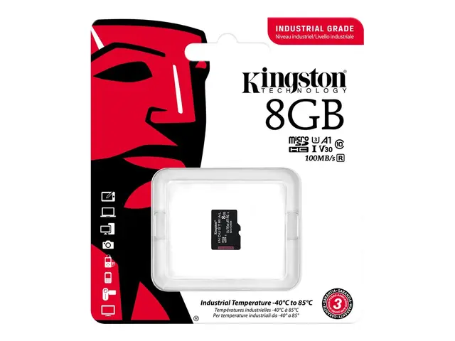 Kingston Industrial - Flashminnekort - 8 GB - A1 / Video Class V30...