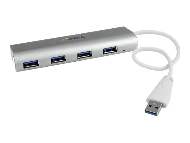 StarTech.com 4 Port Portable USB 3.0 Hub with Built-in Cable - Alu...