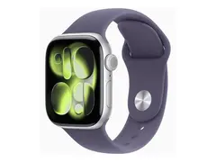 Apple Watch Series 11 (GPS + Cellular) 42 mm - s&#248;lvaluminium - smartklokke med sportsb&#229;nd - fluorelastomer - lilla t&#229;ke - b&#229;ndbredde: S/M - 64 GB - Bluetooth, LTE, Wi-Fi 4, UWB - 5G - 29.7 g