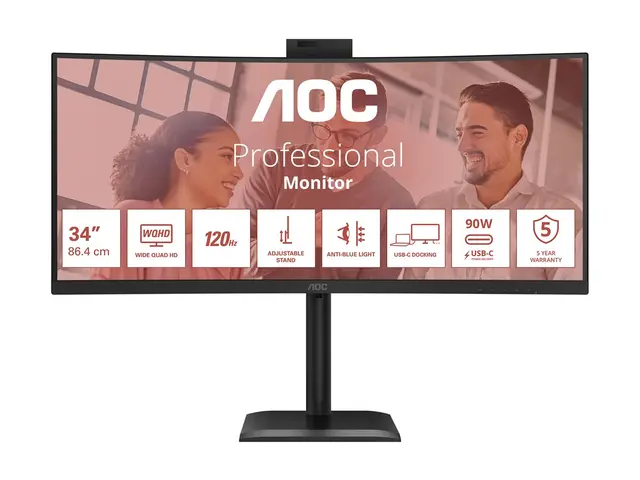 AOC CU34E4CW - LED-skjerm kurvet USB 34" 3440 x 1440 UWQHD VA 350 ...