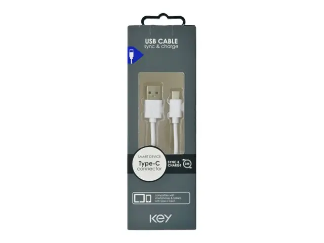 Key - USB-kabel USB-C (hann) til USB 2.4 A 3 m hvit