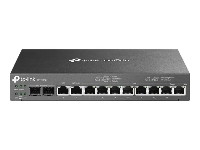 TP-Link Omada ER7212PC V1 - Ruter 8-portssvitsj - 1GbE - WAN-porte...