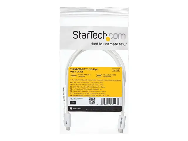 StarTech.com 3.3ft (1m) Thunderbolt 3 Cable, 20Gbps, 100W PD, 4K V...