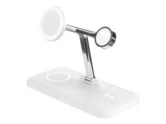 Targus HyperJuice Next - Trådløst ladestativ 4-i-1 + AC-strømadapter - 15 watt - 3 A - Fast Charge - 4 utgangskontakter - hvit