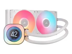 CORSAIR iCUE Link TITAN 240 RX LCD Væskekjølesystem for prosessor - Radiatorstørrelse: 240 mm - (for: LGA1851, LGA1700, AM5, AM4) - kobber - 120 mm - hvit