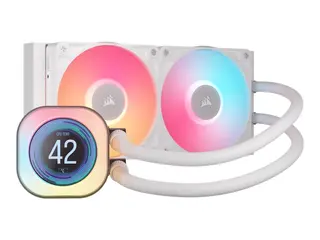 CORSAIR iCUE Link TITAN 240 RX LCD - Væskekjølesystem for prosessor Radiatorstørrelse: 240 mm - (for: LGA1851, LGA1700, AM5, AM4) - kobber - 120 mm - hvit