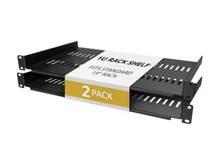 Startech - Rack-hylle - ventilert cantilever, for skap, tung belastning 10" (25 cm), opp til 44 lbs (20 kg) 2-stangs - svart - 1U - 19" (en pakke 2)