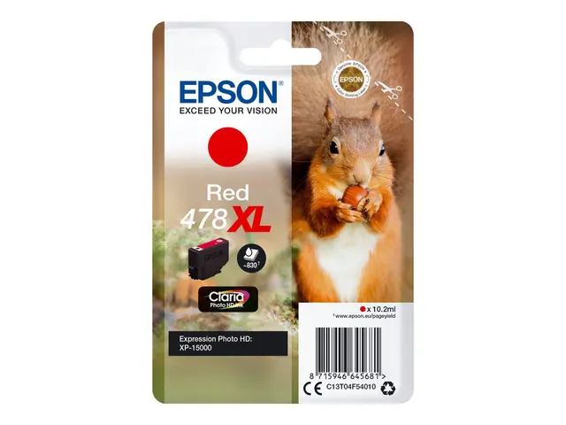 Epson 478XL - 10.2 ml - høykapasitets rød - original - blekkpatron - for Expression Home HD XP-15000 