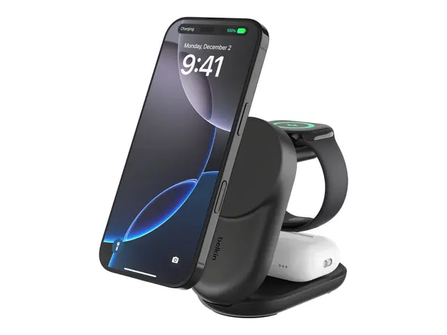 Belkin UltraCharge - Trådløst ladestativ 3-i-1, magnetisk, sammenl...