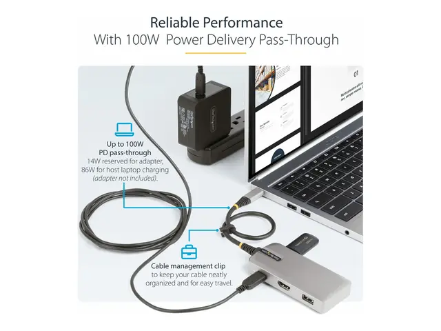StarTech.com USB-C Multiport Adapter, 4K 60Hz HDMI, HDR, 3-Port US...