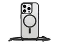 OtterBox React Series - Baksidedeksel for mobiltelefon halskjede - MagSafe-samsvar - svart krystall (klar/svart) - for Apple iPhone 16 Pro Max