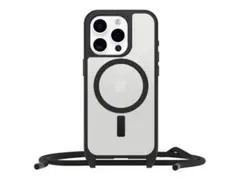 OtterBox React Series - Baksidedeksel for mobiltelefon halskjede - MagSafe-samsvar - svart krystall (klar/svart) - for Apple iPhone 16 Pro Max