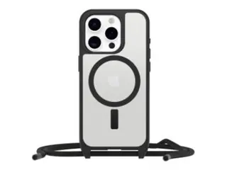 OtterBox React Series - Baksidedeksel for mobiltelefon halskjede - MagSafe-samsvar - svart krystall (klar/svart) - for Apple iPhone 16 Pro Max