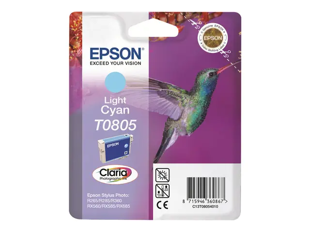 Epson T0805 - Lys cyan - original - blære med RF/lyd-alarm - blekk...