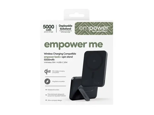 empower by PanzerGlass - Strømbank - med spin-stativ - 5000 mAh (U...