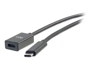 C2G 3ft USB-C to C 3.1 (Gen 2) Male to Female Extension Cable (10Gbps) USB-forlengelseskabel - USB-C (hann) til USB-C (hunn) - USB 3.1 Gen 2 / Thunderbolt 3 - 3 A - 90 cm - formstøpt - svart