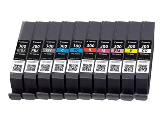 Canon PFI-MBK/PBK/CO/GY/R/C/M/Y/PC/PM 10 Ink Cartridge Multipack 10-pack - 14.4 ml - matt svart, fotomagenta, rød, gul, magenta, fotosort, fotocyan, grå, cyan, kromaoptimerer - original - blekkbeholder - for imagePROGRAF PRO-300