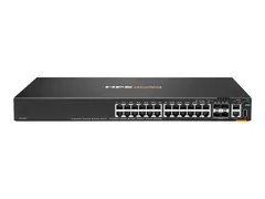 HPE Aruba Networking CX 6200F 24G 4SFP TAA Switch Switch - Max. Stacking Distance 10 km - L3 - Styrt - 24 x 10/100/1000 + 4 x 100/1000 SFP - front og side til bakside - rackmonterbar - TAA-samsvar
