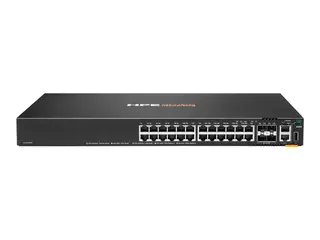 HPE Aruba Networking CX 6200F 24G 4SFP TAA Switch Switch - Max. Stacking Distance 10 km - L3 - Styrt - 24 x 10/100/1000 + 4 x 100/1000 SFP - front og side til bakside - rackmonterbar - TAA-samsvar