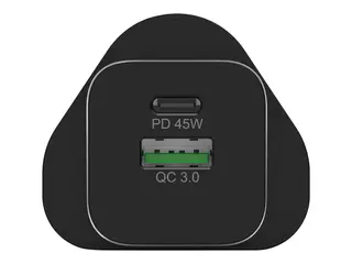 PORT Connect - Strømadapter - 45 watt - 3.4 A PD, QC 3.0 - 2 utgangskontakter (USB, USB-C) - svart
