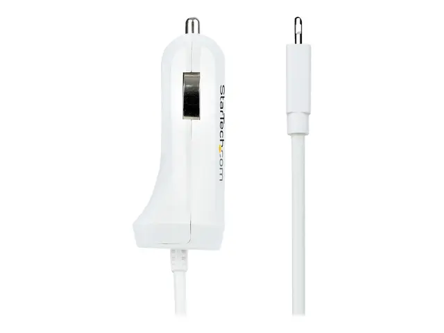 StarTech.com Lightning Car Charger with 1m Coiled Cable, 12W, Whit...