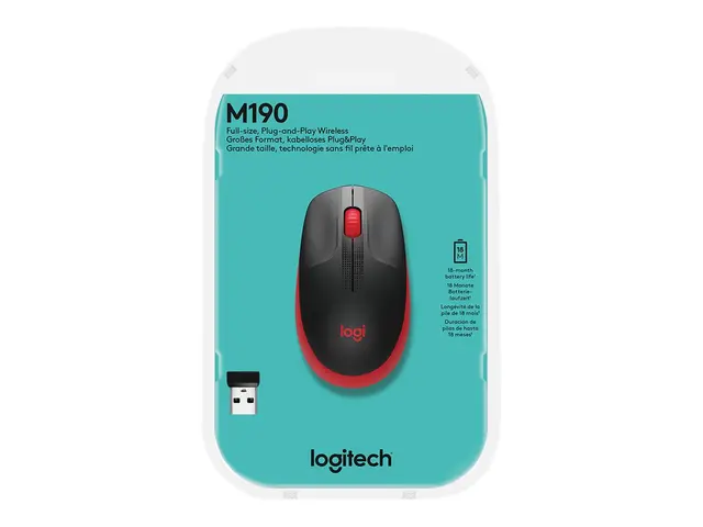 Logitech M190 - Mus - optisk - 3 knapper - trådløs - USB trådløs m...