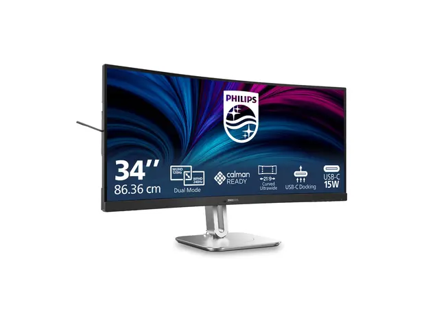 Philips 34B2U5900C - 5000 Series - LED-skjerm kurvet - USB - 34" - 5120 x 2160 WUHD @ 120 Hz - VA - 450 cd/m² - 3000:1 - DisplayHDR 400 - 2 ms - 2xHDMI, DisplayPort, USB-C - høyttalere - koksgrå, sølv (stativ) 