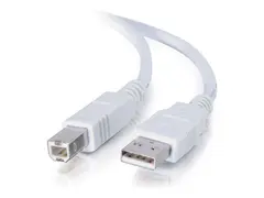 C2G - USB-kabel - USB (hann) til USB-type B (hann) 100 mA - 3 m - flertr&#229;det, toretnings, up to 480 Mbps - hvit