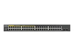 Zyxel GS1900 Series GS1900-48HPv2 - Switch smart - 48 x 10/100/1000 (24 PoE+) + 2 x Gigabit SFP (opplink) - rackmonterbar, stasjon&#230;r - PoE+ (170 W)