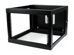 Startech 6U Hinged Open Frame Wall Mount Network Rack 4-Post 22" Depth Swing Out Computer Equipment Rack - 110lbs capacity (RK619WALLOH) - Rack - veggmonterbar - svart - 6U - 22"