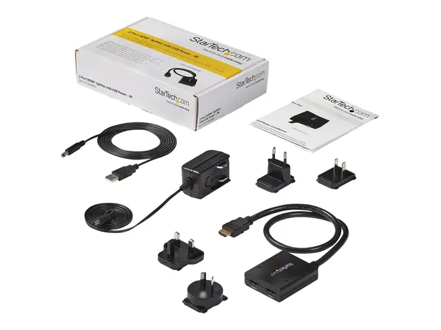StarTech.com HDMI Cable Splitter - 2 Port 4K 30Hz Powered Audio / ...