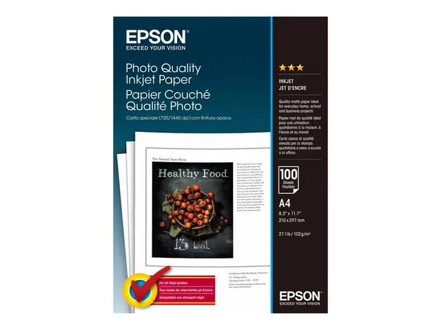 Epson Photo Quality Ink Jet Paper - Matt - belagt - ren hvit - A4 ...