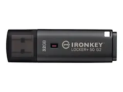 Kingston IronKey Locker+ 50 G2 - USB-flashstasjon kryptert - 32 GB - USB 3.2 Gen 1 - TAA-samsvar