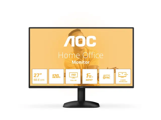 AOC 27B31H - LED-skjerm - 27" - 1920 x 1080 Full HD (1080p) @ 120 Hz IPS - 300 cd/m² - 1500:1 - 1 ms - HDMI, VGA - svart 