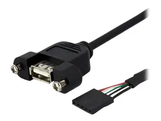 StarTech 1 ft Panel Mount USB Cable - USB A to Motherboard Header Cable Adapter F/F USB 2.0 internal Cable (USBPNLAFHD1) - Intern-til-ekstern USB-kabel - USB (hunn) til 5-pins USB 2.0-hode (hunn) - 30 cm - tommelskruer - svart