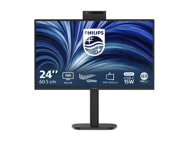 Philips 24B2N3200JH - 3000 Series - LED-skjerm 24" (23.8" synlig) - 1920 x 1080 Full HD (1080p) @ 120 Hz - IPS - 1500:1 - HDMI, VGA, DisplayPort - høyttalere - svart 